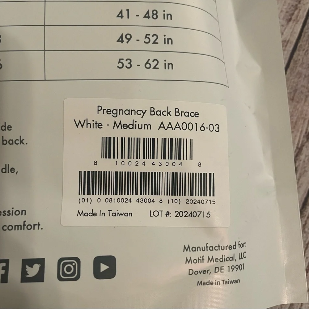 Motif Medical Pregnancy Back Brace Belly Band Support Medium White 6 8 10 12 M - Picture 5 of 7